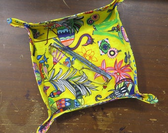 Travel Tray Valet Catch All for Night Stand Cotton Fabric African Fabric