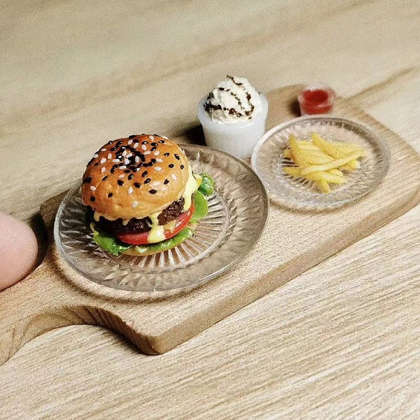 Miniature Hamburger,Miniature Clay Hamburger,Handmade Cake,Miniature Food Toys, Miniature Dollhouses,Handmade Clay