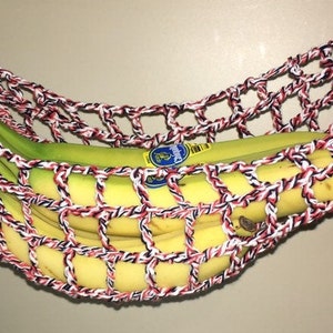 Red, White, Black Twist Banana Hammock, Fruit Hanger, Holder, Net