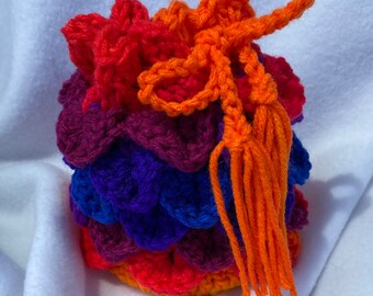 Rainbow Colors Crochet Dragon Egg Dice Bag