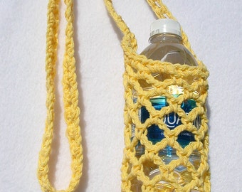 Banana Yellow Crochet Water Bottle Carrier