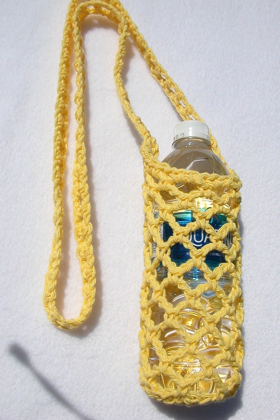 Banana Yellow Crochet Water Bottle Carrier - image 1