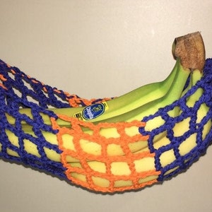 Blue & Orange Stripe Banana Hammock, Fruit Hanger, Holder, Net,