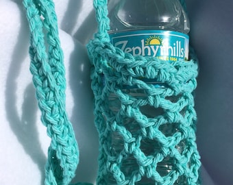 Aqua Crochet Water Bottle Carrier