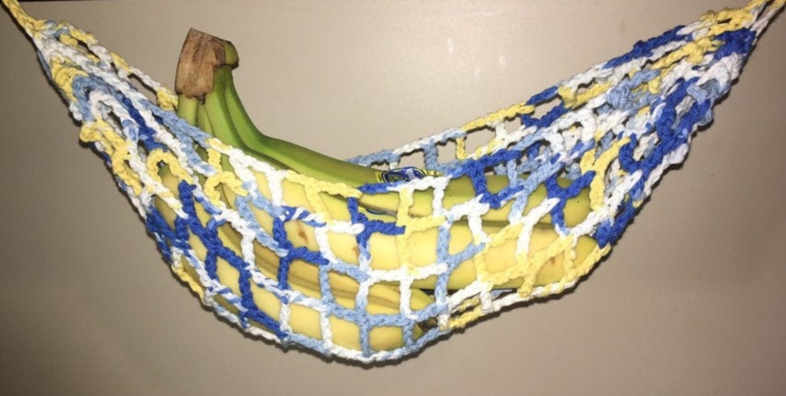Blue White & Yellow Banana Hammock Fruit Hanger Holder Net Etsy