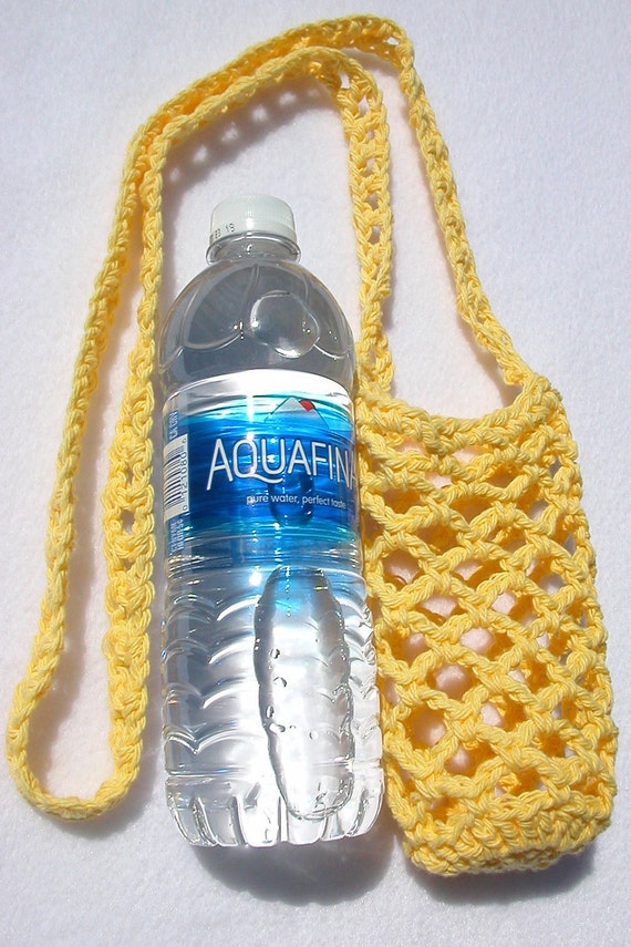 Banana Yellow Crochet Water Bottle Carrier - image 3
