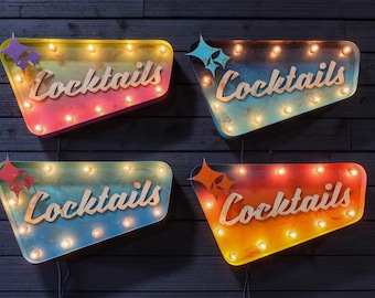 Retro Lighted Cocktails Sign