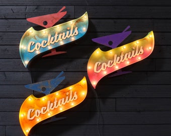 Vintage Lighted Cocktails Sign