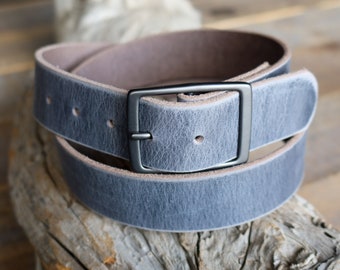 Stone Gray Leather Belt
