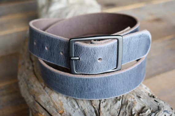 Stone Gray Leather Belt - Etsy
