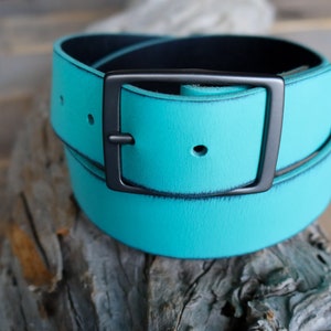 Distressed Aqua Leather Belt