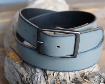 Distressed Slate Leather Belt