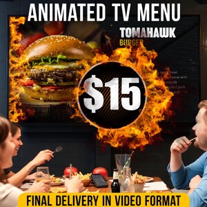 Design-Service für Super TV Board, animiertes TV-Menü, digitaler Menü-Service, Video-Menü Restaurants, Super TV Board-Menü, modernes digitales Menü