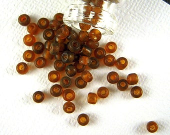 Rustic Luminescent Umber Brown Italian Glass Seed Beads - 2x3mm - RARE Semi-translucent Brown Venetian Glass Beads for Jewelry Making  CV340