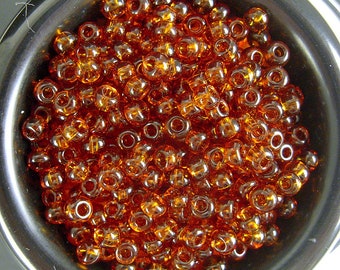 6/0 Clear Light Topaz Brown Czech Glass Seed Beads - 22.7 Grams - 2 Full Strands - 4mm - Brown Glass Seed Beads for Jewelry Making - SB169
