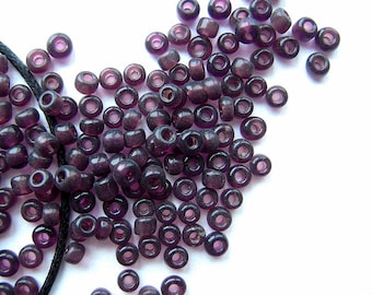 RARE Deep Purple French Glass Seed Beads - 1.5x2mm - Eclats de Perles - Muted Purple Glass Beads for Jewelry Making & Costume - CV381