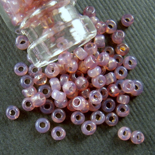 RARE Opalized Light Fuchsia French Glass Seed Beads - 2mm - Light Purple Vintage Glass Beads for Costume & Jewelry Making - CV336