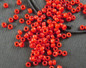 RARE Bisque Red Antique Italian Glass Seed Beads - 2.1mm - VERY Small Creamy-Opaque Red Venetian Glass Beads for Specialized Beadwork CV239