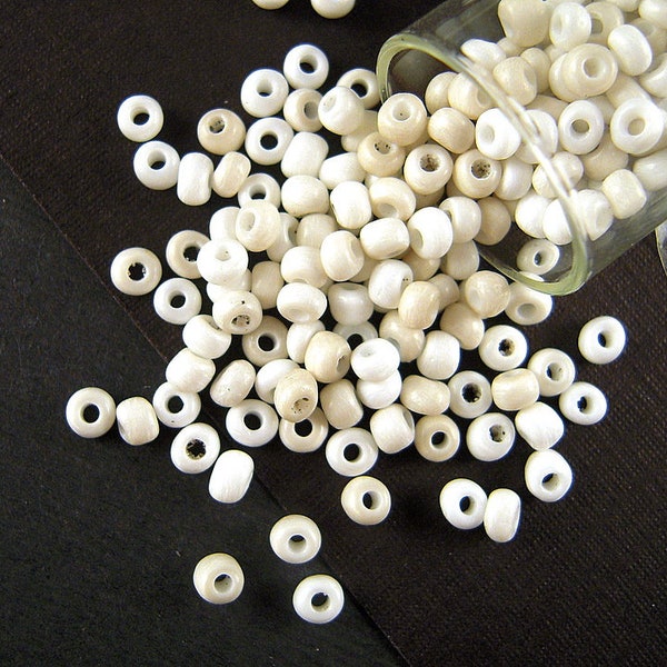 SUPER Rare Sooty Bucolic White Antique Italian Glass Seed Beads - 2x3mm - Rustic Opaque "Dirty"-White Venetian Glass Beads - LIMITED - CV386