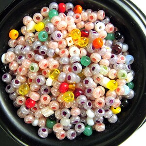 RARE Pearlescent Spumoni Mix Vintage Italian Glass Seed Beads 2x3mm Purple & Pink Cores For Beadwork and Jewelry Making CV345 image 1