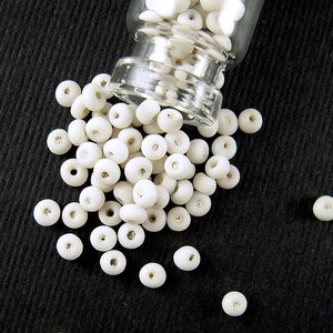 SUPER Rare RUSTIC Chalky White Matte Antique Italian Glass Seed Beads - 1.5x2mm - Tiny Oblate Venetian Glass Beads for Specialty Work  CV387