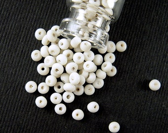 SUPER Rare RUSTIC Chalky White Matte Antique Italian Glass Seed Beads - 1.5x2mm - Tiny Oblate Venetian Glass Beads for Specialty Work  CV387