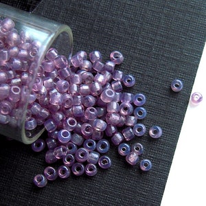 SUPER Rare Tiny Delicate Violet Vintage French Seed Beads - 1.2mm - Eclats de Perles - Semi Translucent Opalized Purple Glass Beads - CV151