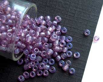SUPER Rare Tiny Delicate Violet Vintage French Seed Beads - 1.2mm - Eclats de Perles - Semi Translucent Opalized Purple Glass Beads - CV151