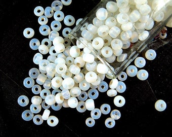 Sleeper Hit - Rustic Moonstone Antique Italian Glass Seed Beads - 2x4mm - Opalized Dusty Venetian Glass Beads for Jewelry Making - CV405A