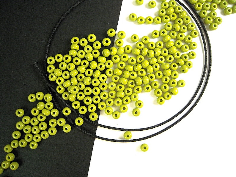 4mm 23 Grams Smooth Finish Fast Ship Opaque Green Seed Beads SB016 2 and 6 Full Strands 60 Olive Green Czech Glass Seed Beads