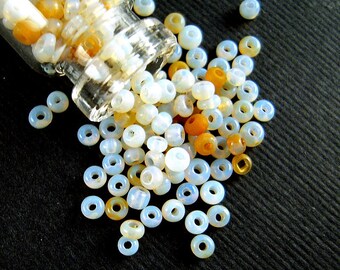 SUPER Rare TINY Luminous Opalescent Clear Italian Glass Seed Bead Mix - 1x2mm - Sepia-Oxidized Antique Beads for Specialty Work - CV252-S