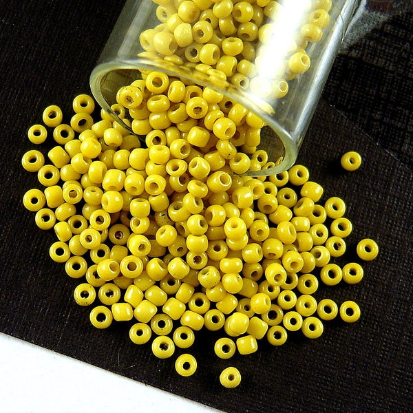 Old Tribal Yellow Antique Italian Glass Seed Beads - 1.2mm - TINY Yellow Venetian Glass Beads for Highly Detailed Jewelry & Beadwork - CV189