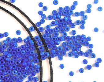 RARE TINY Egyptian Blue Antique Venetian Glass Seed Beads - 2.7mm Heirloom Blue Italian Glass Seed Beads for Detailed Jewelry Making - CV255