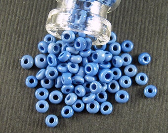 Old Frontier Blue Vintage-to-Antique Italian Glass Seed Beads - 2mm to 3mm - Opaque Blue Venetian Glass Beads for Jewelry & Costume - CV322