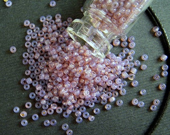 TINY Luminescent Purple French Glass Seed Beads - 1mm - Eclats de Perles - Vintage Opaline Purple Seed Beads for Jewelry & Loom - CV411