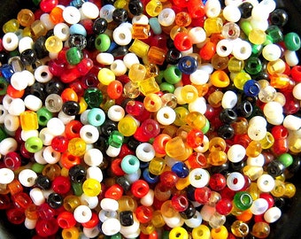 Classic Colorful Mix - Hippie Love Beads - Antique Italian Glass Seed Beads - 1x2mm - Old Venetian Glass Beads for Jewelry Making - CV167