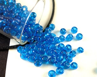 SUPER Rare Vivid Opulent Blue Vintage French Seed Beads - 2x3mm - Eclats de Perles - GORGEOUS Transparent Blue Specialty Beads - CV269