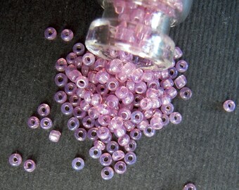 TINY Mauve Purple Vintage French Glass Seed Beads - 1x2mm - 11.34 Grams - Eclats de Perles - Opalized Glass Beads for Jewelry Making CV390