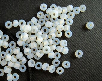 Frosty Rutilant Clear Antique Italian Glass Seed Beads - 1.5x2mm - Semi Translucent Matte Venetian Glass Beads for Jewelry Making - CV385