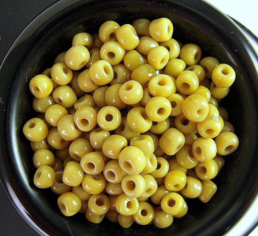 RARE Opaline Yellowgreen Antique Italian Seed Beads / Pony Beads 4.5mm