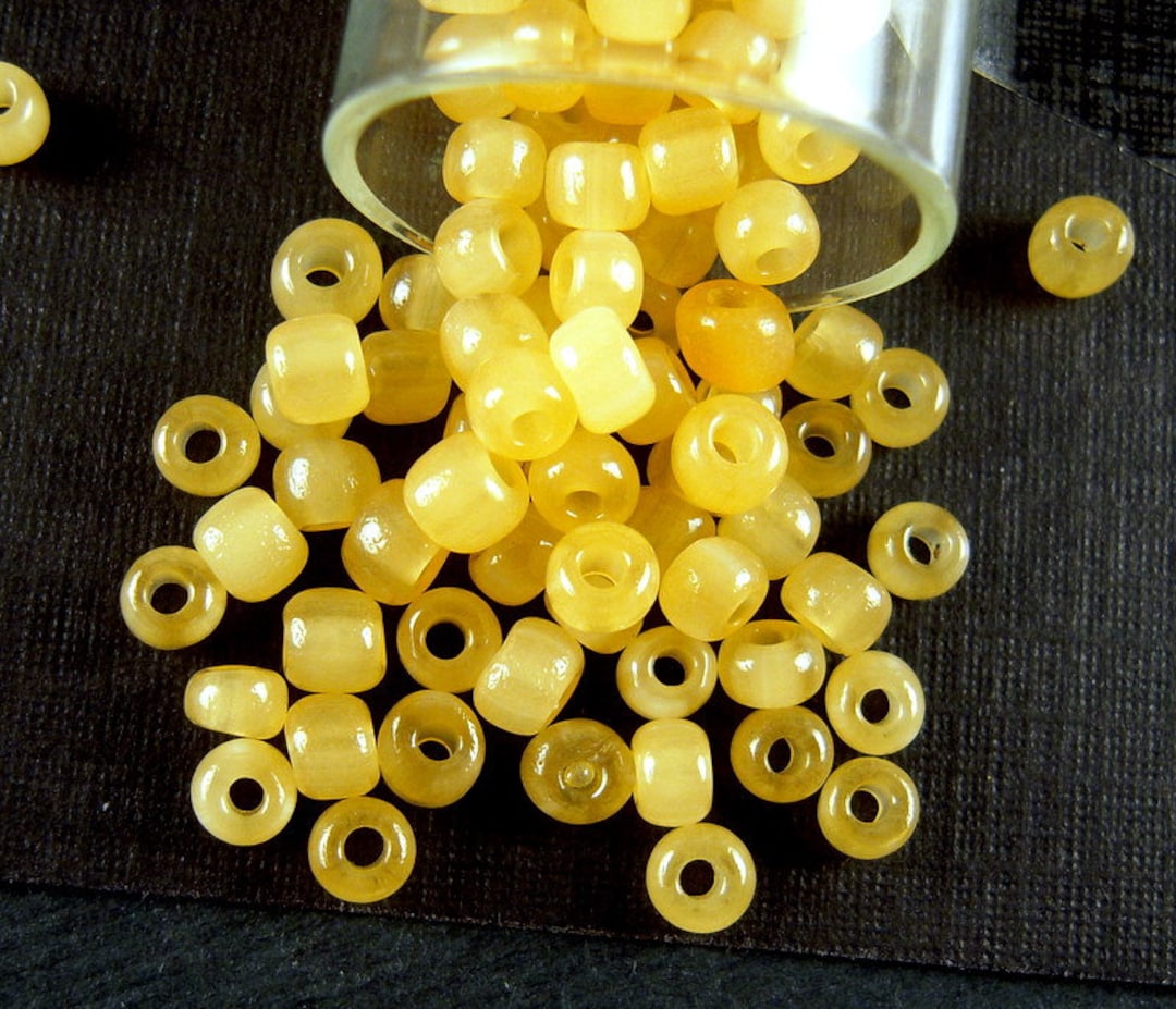 RARE Opaline Butterscotch Yellow Antique Italian Glass Seed Beads 3.5mm