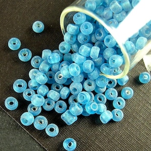 RARE Sweet Tropical Blue Antique Italian Glass Seed Beads - 2mm - Semi Translucent Dusty Matte Blue Venetian Beads for Jewelry Making CV172