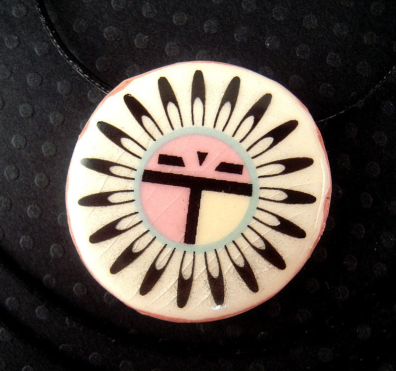 Zuni Sun Symbol Southwestern Ceramic Bead 32mm Custom Pink Etsy