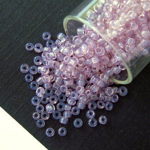 TINY Mauve Pink Vintage French Seed beads - 1x2mm - Eclats de Perles - Delicate Pink / Purple Glass Beads for Highly Detailed Beadwork CV126