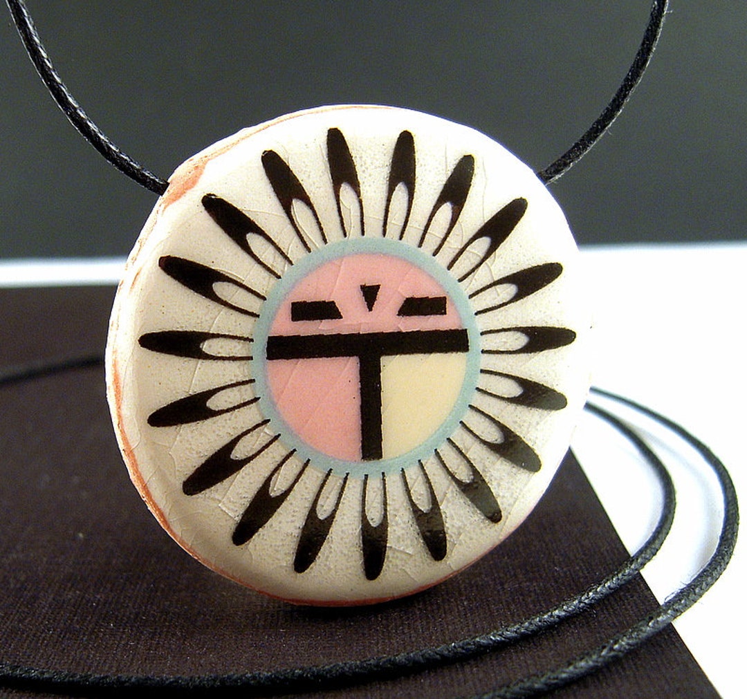 Zuni Sun Symbol Southwestern Ceramic Bead 32mm Custom Pink Etsy