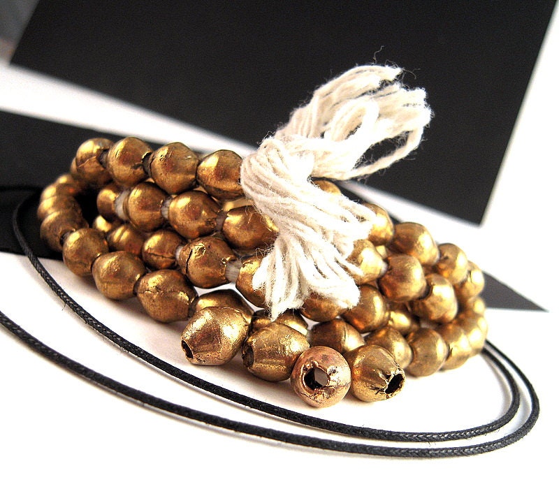 Oxidized Brass African Bicone Beads - (50 ) 5x7mm - Ethiopian Brass B…