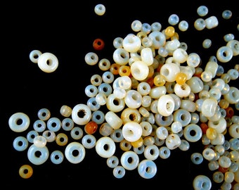 SUPER Rare Luminous Opalescent Clear Italian Glass Seed Bead Mix - 3 Pack LIMIT - 2mm to 4mm - Sepia-Oxidized Antique Beads  - CV252