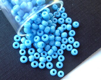 RARE Victorian Blue Antique Italian Seed Beads - 2.3mm- Rich Blue Venetian Glass Beads w/ Glossy-Smooth Surface - CV230