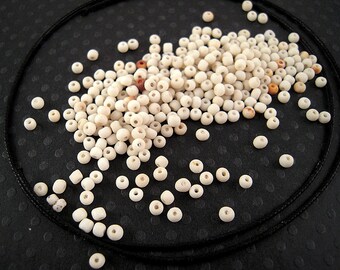 RARE Antique Chalk White Oxidized Italian Seed Beads - 2mm - Historic Costume Repair - Rustic Old Wedding Beads - Beadwork Beads  CV94