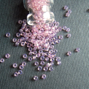 TINY Translucent Mauve Pink Vintage French Glass Seed Beads - 1x2mm - Eclats de Perles - Blushy-Pink Glass Beads for Jewelry Making  CV389